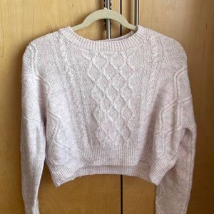 Cotton on cropped pink knit sweater
